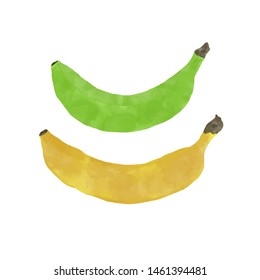 Banana watercolor set yellow and green