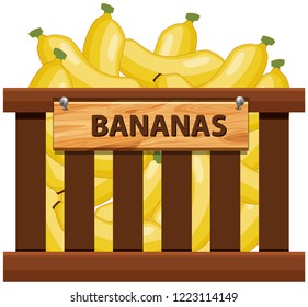 Banana in wooden crate illustration