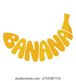 Banana Word Typography Vector Creative Yellow Fruit Lettering Design