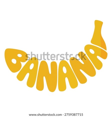 Banana Word Typography Vector Creative Yellow Fruit Lettering Design