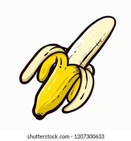 banana yellow fresh hand drawn