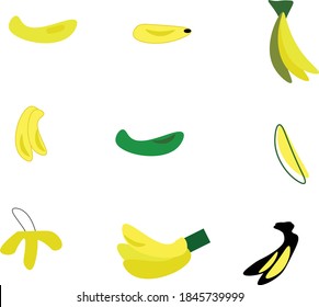 banana yellow fruit vector green