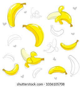 Banana yellow sketch pattern