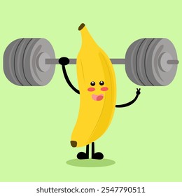 Bananaexercise in gym composition flat graphic design element