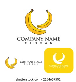 Logo del elemento de la plantilla de vectores de frutos de Bananan