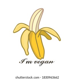 banana.open ripe yellow banana.vector illustration.