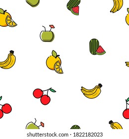 Banana,orange and coconut seamless pattern for printing,background,etc