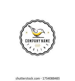 Bananaquit bird logo design template. Awesome a bananaquit bird with circle logo. A bananaquit bird line art logotype.