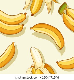 Bananas And Banana Peel Pattern Design. Vector Illustration