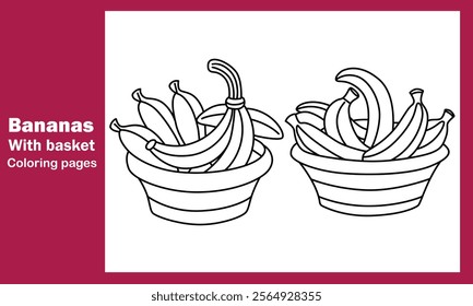 "Bananas with Basket Coloring Pages – Fun and Relaxing Printable Designs for All Ages"