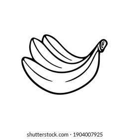 Bananas. Bananas bunch outline drawing isolated on white background. Bananas branch sketch drawn illustration. Part of set.