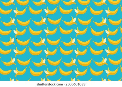 Bananas cartoon seamless pattern. Hawaiian banana fruit trendy boundless background. Cute yellow fruits endless design for paper print fabric textile wrapper backdrop template and vector bananas fruit