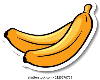 Bananas cartoon sticker on white background illustration