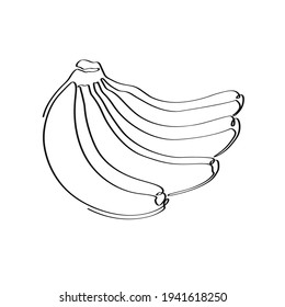Bananas drawn in one line. Line art