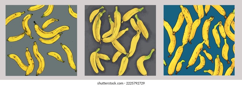 Bananas. Bananas Flying Illustration Vector Cartoon Drawing