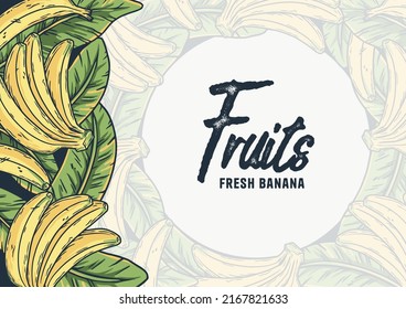 Marco de plátanos con área de texto. Frutas tropicales de verano
