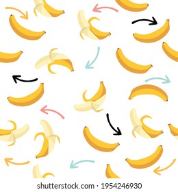 Bananas fruit with arrow seamless pattern