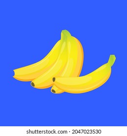 Bananenfrucht auf blauem Hintergrund. Vektorgrafik