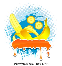 Bananas grunge frame four your text. Vector