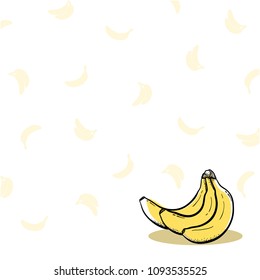 Bananas Hand drawn background Wallpaper Pattern Illustration Vector White Style