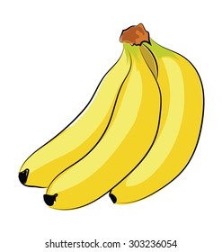 Bananas Hand Drawn Colored Vector Icon 