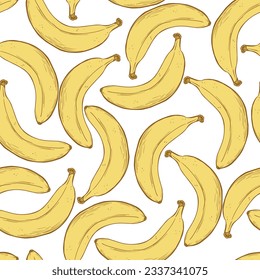 Bananas hand drawn fruits vector seamless pattern.