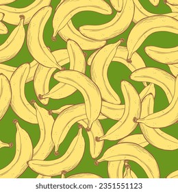 Bananas hand drawn fruits vector seamless pattern.