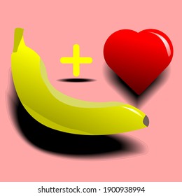 bananas and hearts, for valentine's day posters or benner