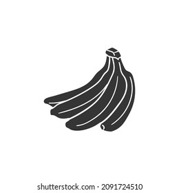 Bananas Icon Silhouette Illustration. Fruit Tropical Vitamin Vector Graphic Pictogram Symbol Clip Art. Doodle Sketch Black Sign.
