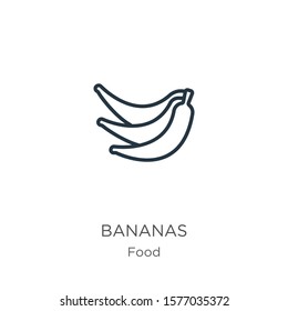 Bananas icon. Thin linear bananas outline icon isolated on white background from food collection. Line vector sign, symbol for web and mobile