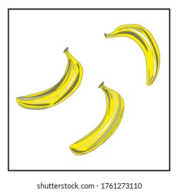 Bananas. Isolated images of fruits on a white background from a set about proper nutrition, veganism and vegetarianism. You can move each item you can move and rotate.