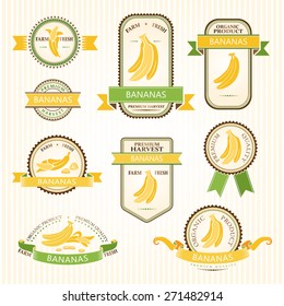 Bananas labels. Fruits badges and stickers collection.