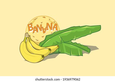 bananas and leaves vector. workable for logos, wallpapers. art children. and all-plane ornament