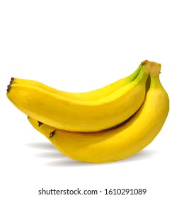 Bananas low poly. Fresh, nutritious and tasty bananas. Symbols of fruits. Elements for label design. Vector illustration. Fruits ingredients in triangulation technique. 