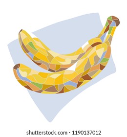 Bananas in mosaic style. Vector illustration. Can be used for advertising design, interior decoration, clothing, etc.