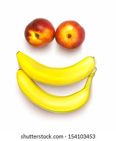  bananas and nectarines, vector illustration 