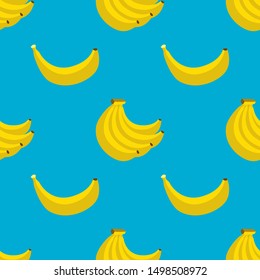 Bananas on the blue background. Seamless vector pattern.