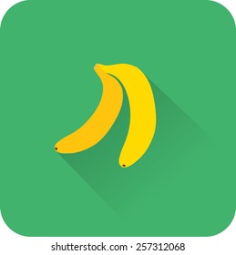 Bananen auf violettem Hintergrund. Vektorsymbol.