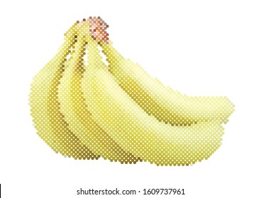 Bananas on white. Vector dots illustration
