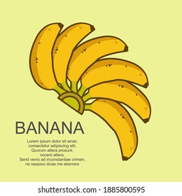 Bananas on a yellow background, fruit. Food. Vector illustration