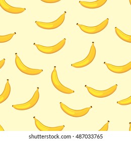 Bananas on a yellow background. Seamless pattern. Vector illustration.