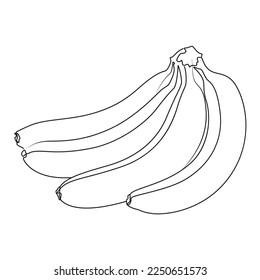 Bananas one line drawing. Banana icon. Fruits outline image on a white background.