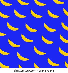 Bananenmuster auf blauem Hintergrund. Vektorgrafik 