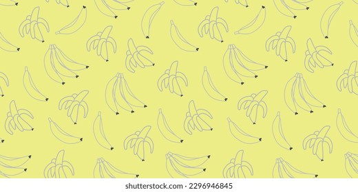 bananas pattern vector. seamless repeat illustration. tropical fruit simple line art