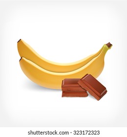 Bananas and pieces of chocolate. Vector icon. EPS10 vector
