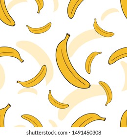 Bananas seamless pattern. Isolated on White background