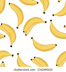 Bananas seamless pattern. Isolated on White background.