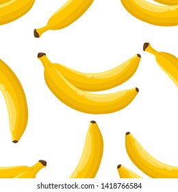 Bananas seamless pattern on white background. Vector illustration.