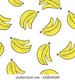 bananas seamless pattern on white background vector illustration 