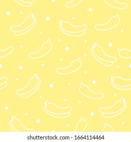 Bananas seamless pattern on yellow background.